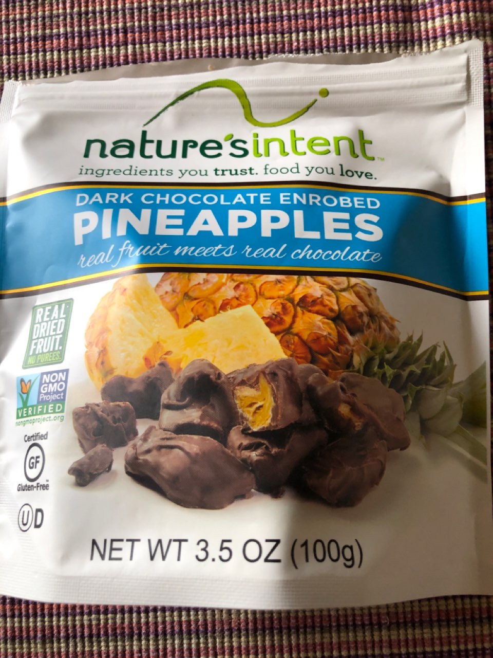 Nature's Intent Dark Chocolate Enrobes Pineapple Calories, Nutrition