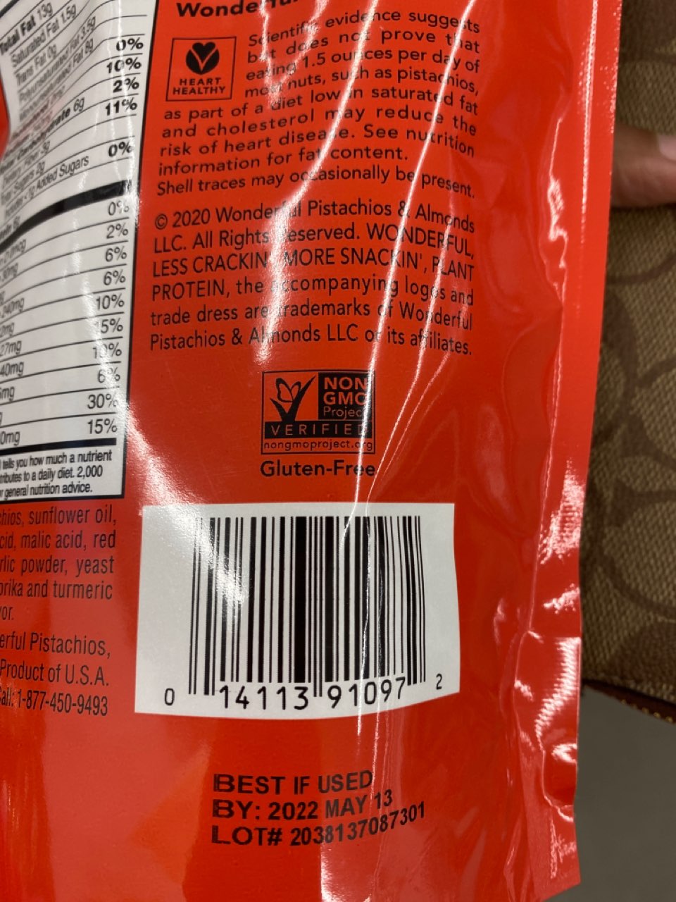 Wonderful Pistachios, Chili Roasted Calories, Nutrition Analysis