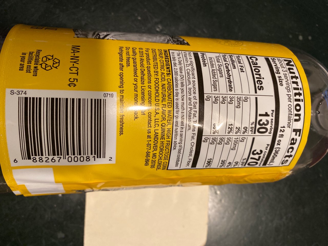 Giant Tonic Water Calories, Nutrition Analysis & More Fooducate