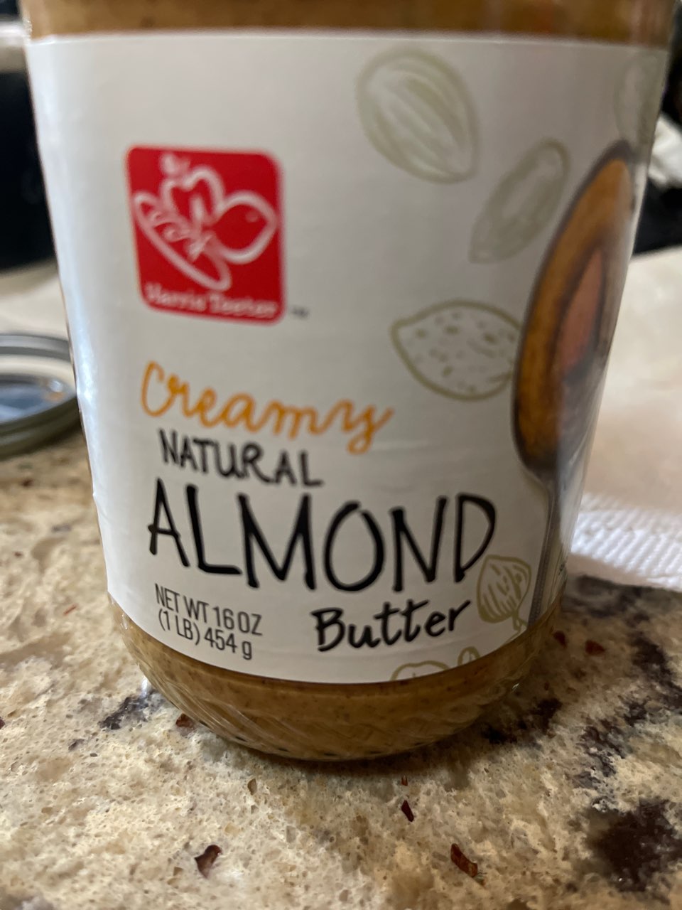Harris Teeter Almond Butter, Creamy, Natural Calories, Nutrition