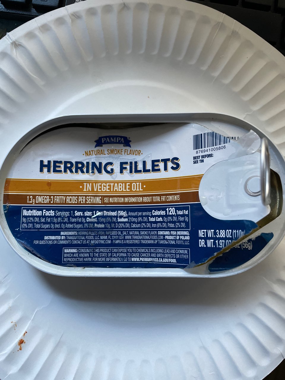 Pampa Herring Fillets, Lightly Smoked In Oil Calories, Nutrition Analysis & More Fooducate
