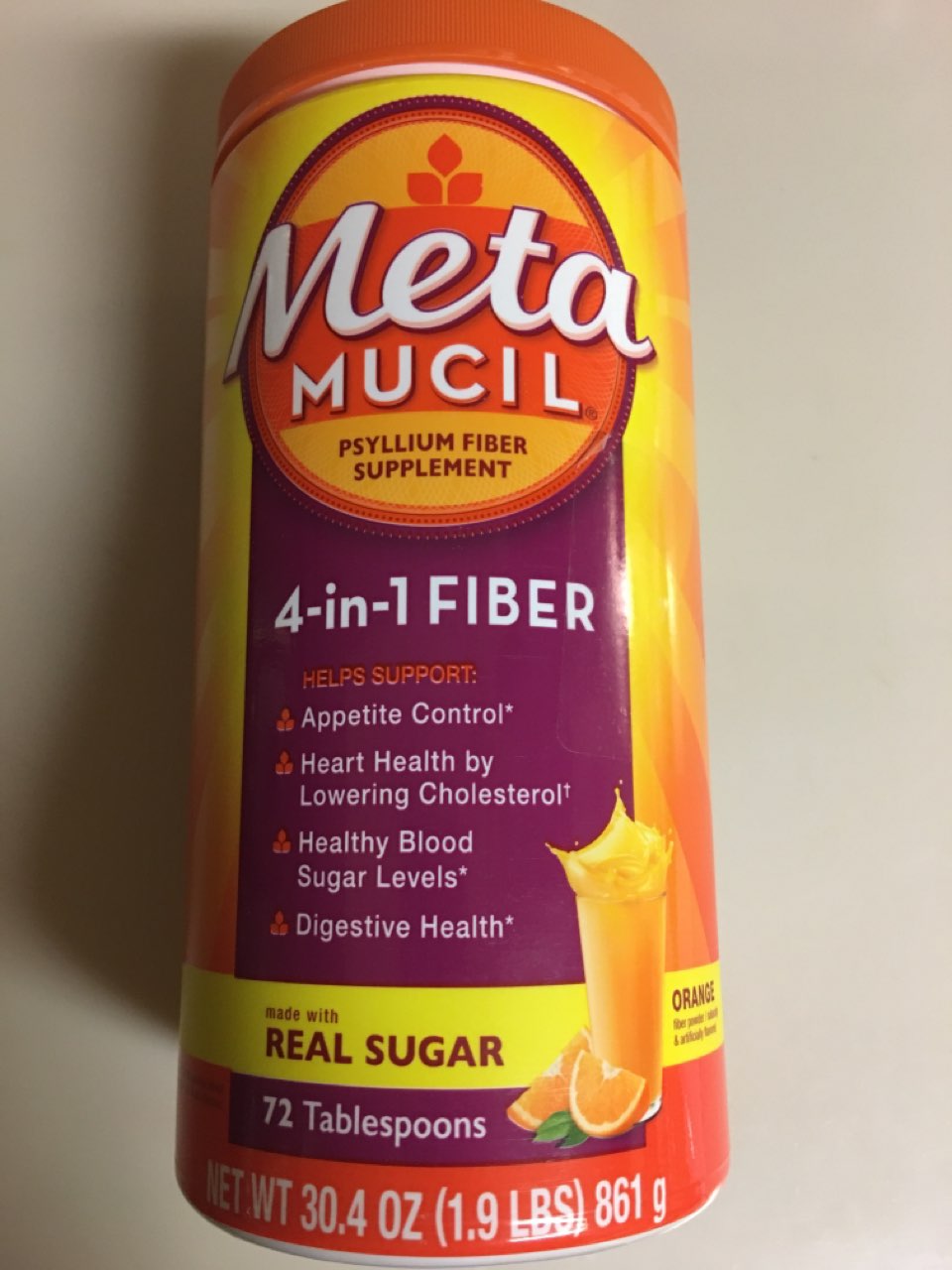 Metamucil Fiber Supplement, Orange Calories, Nutrition Analysis & More