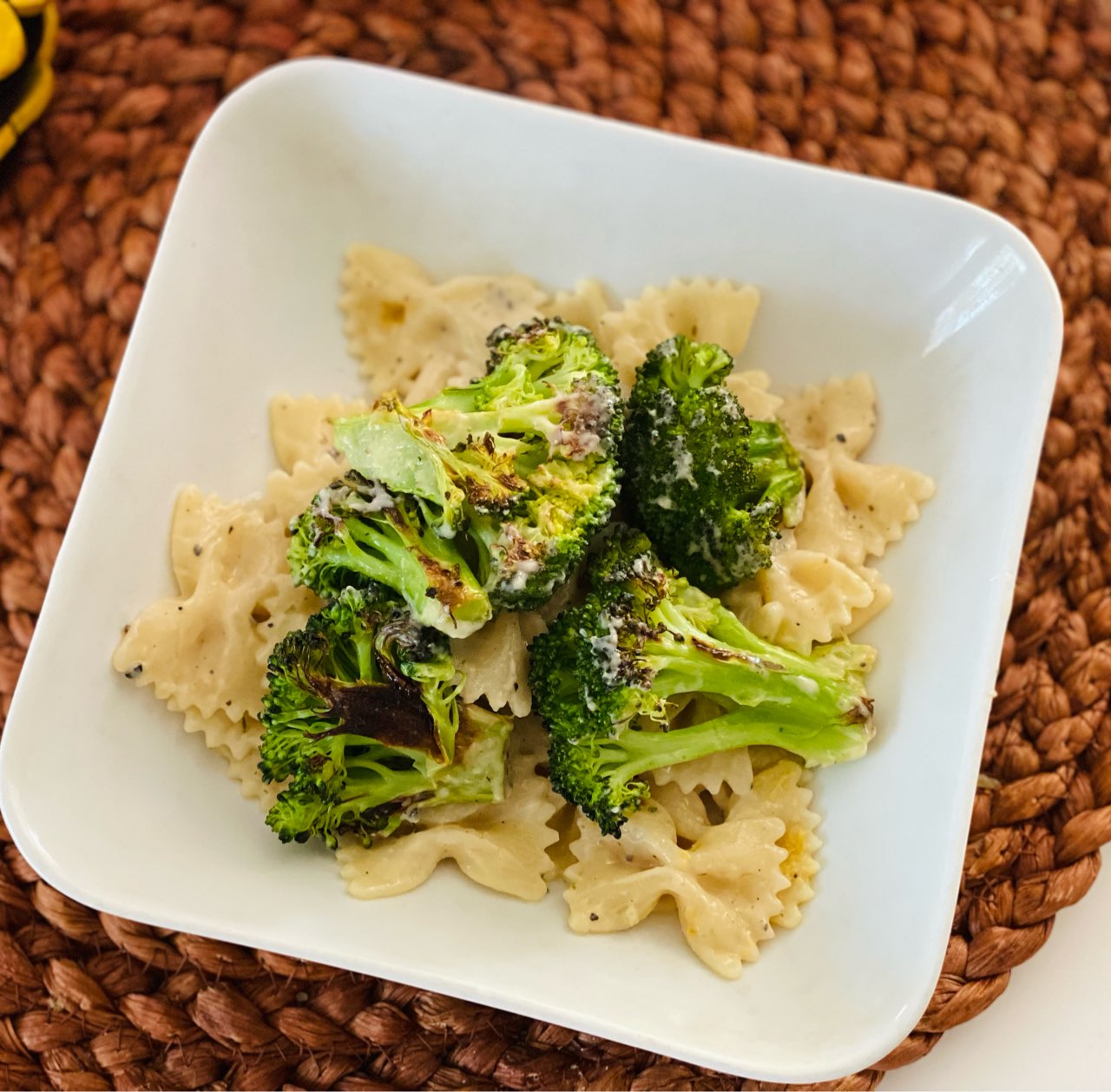Black truffle alfredo pasta with roasted broccoli. Fooducate Diet