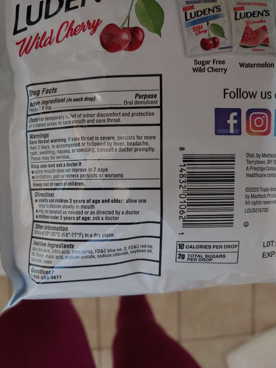 Luden's Throat Drops, Wild Cherry Calories, Nutrition Analysis & More