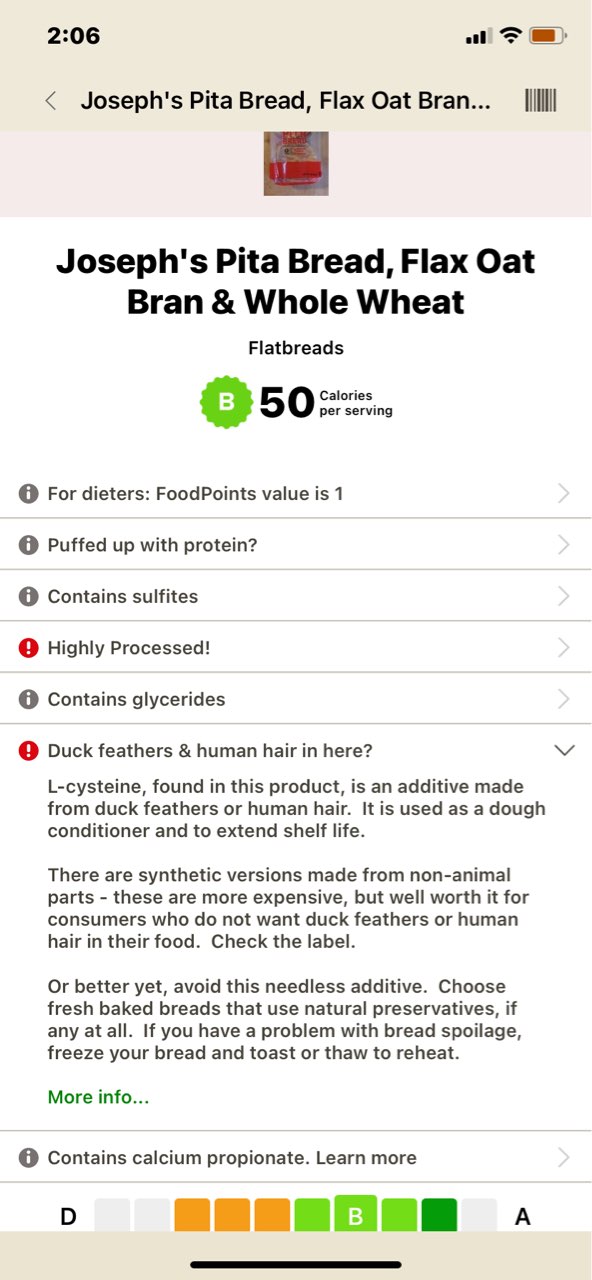 Joseph's Pita Bread, Flax Oat Bran & Whole Wheat Calories, Nutrition