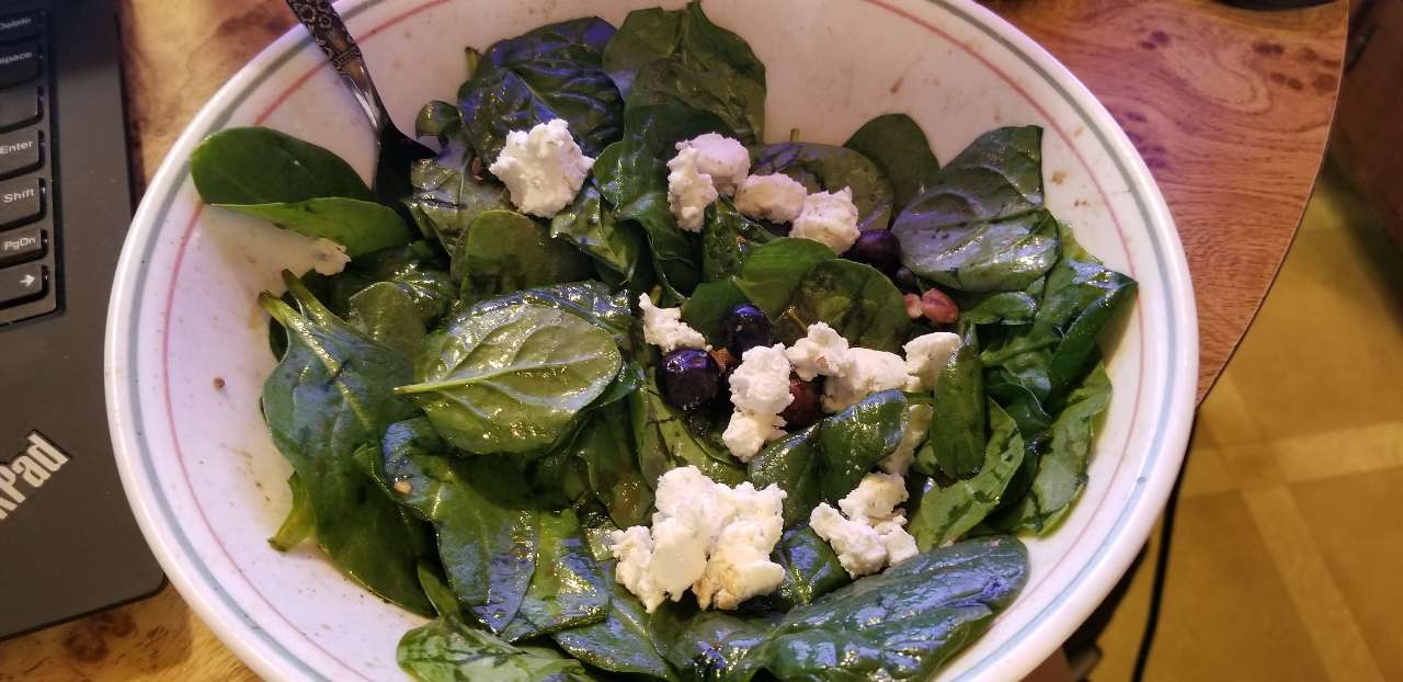 Heading into the New Year and Back to Work with a lovely spinach salad