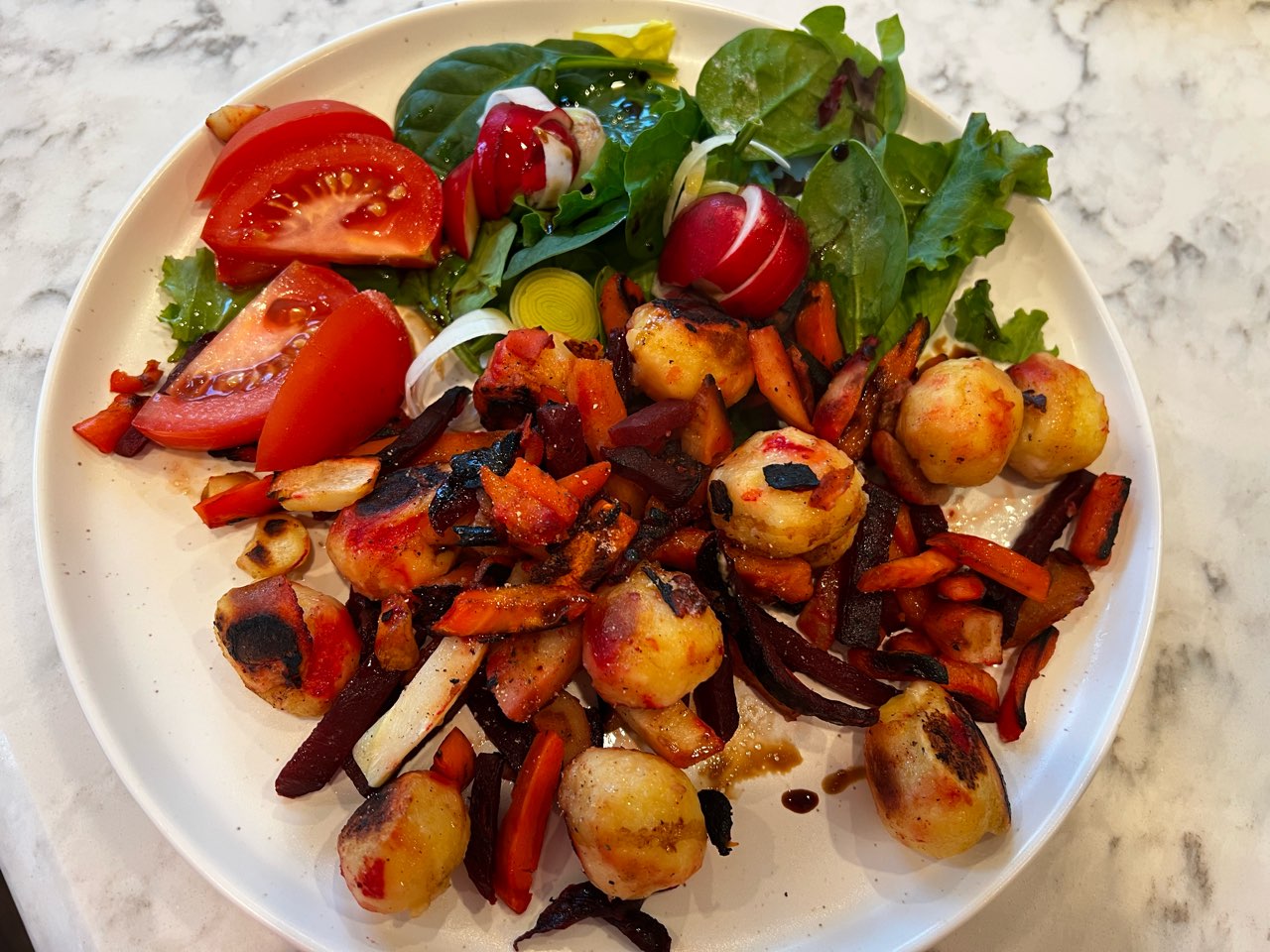 Another amazing Trader Joe’s find truffle gnocchi! With root veggies (separate item). If you