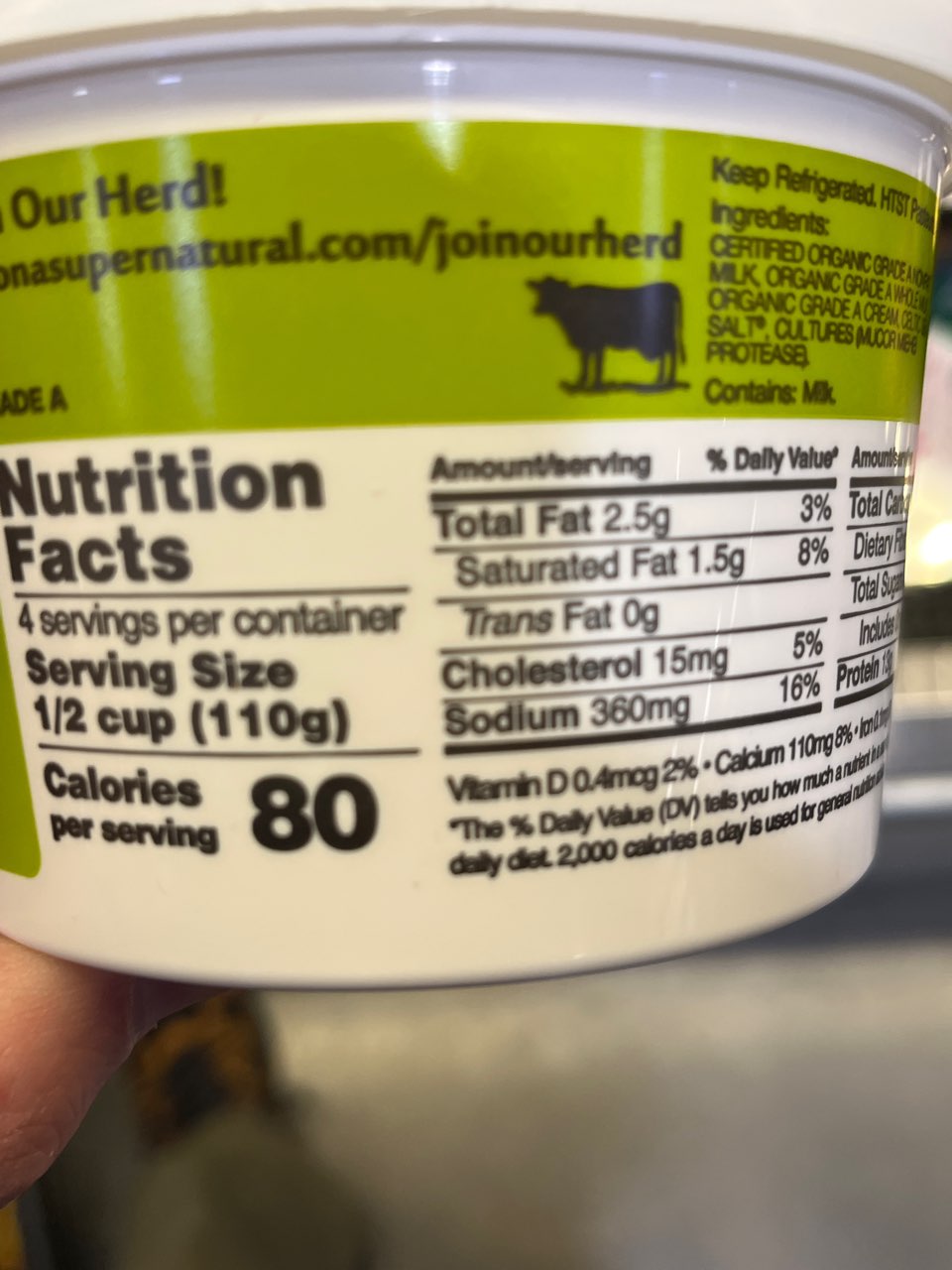 Kalona Cottage Cheese, Lowfat, Organic Calories, Nutrition Analysis