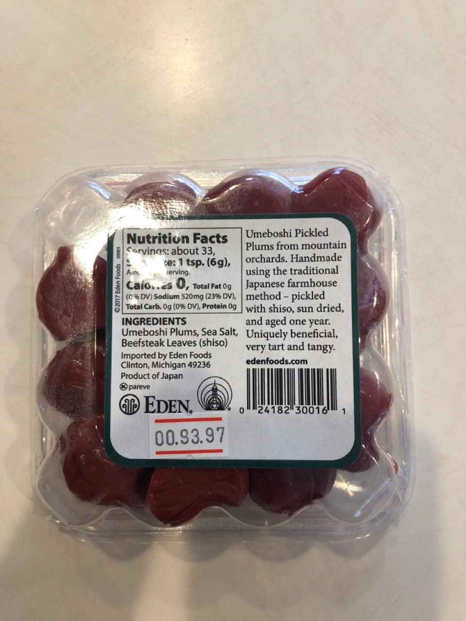 Eden Umeboshi Plums Calories, Nutrition Analysis & More Fooducate
