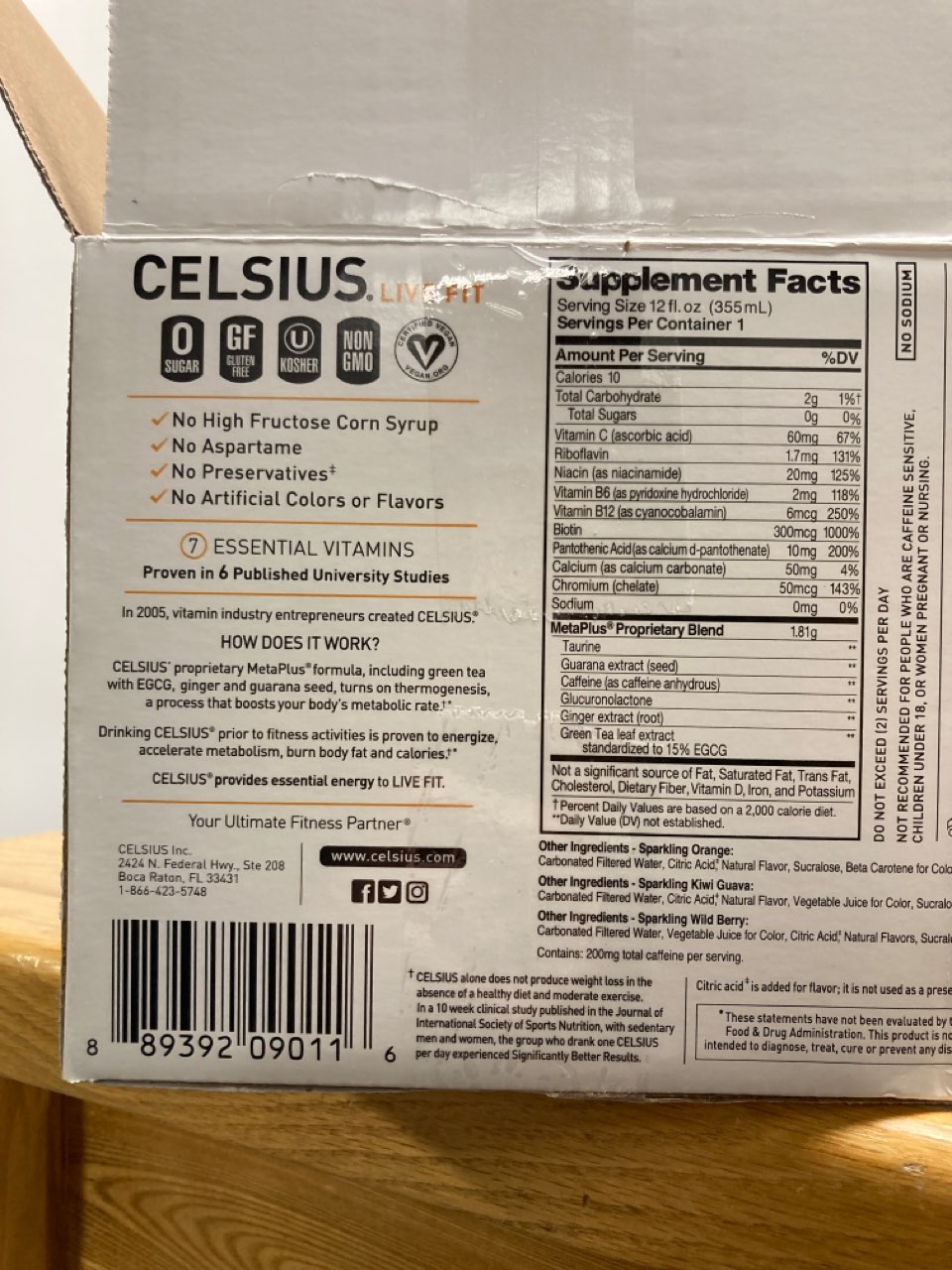 Celsius Variety Pack, Dietary Supplement Calories, Nutrition Analysis