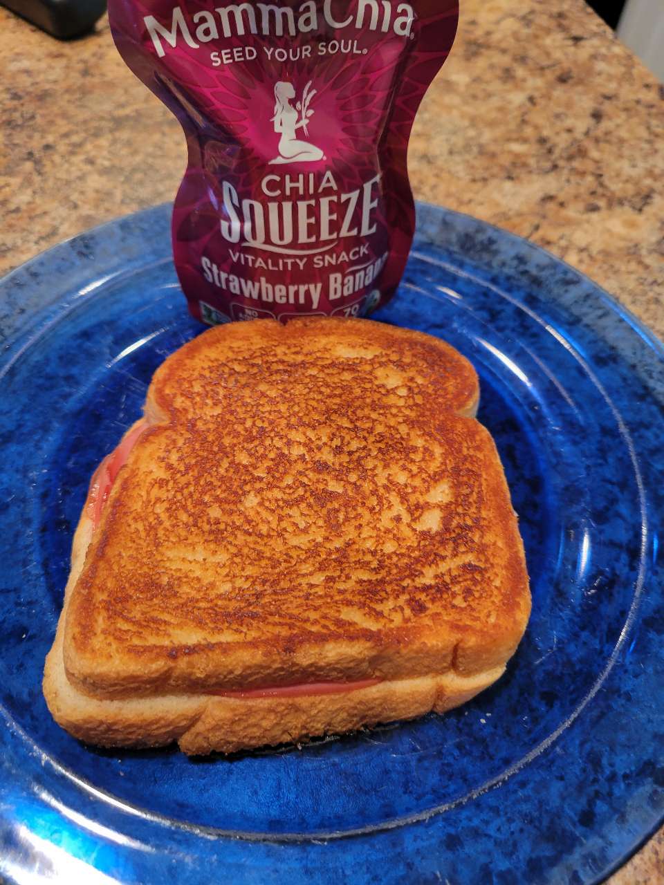 Just a grilled cheese with kensington's avocado mayonnaise. makes it  crispy. and a mama chia to go with it | Fooducate Diet Motivation