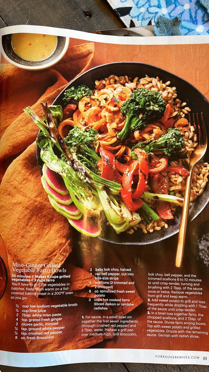 Ginger Miso Farro Vegetable bowl. Recipe in the comments. By Chef Z
