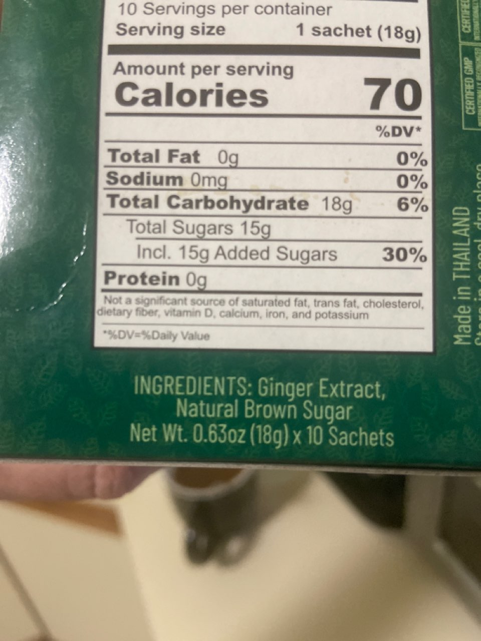 Natural Garden 100 All Natural Ginger Tea Calories, Nutrition