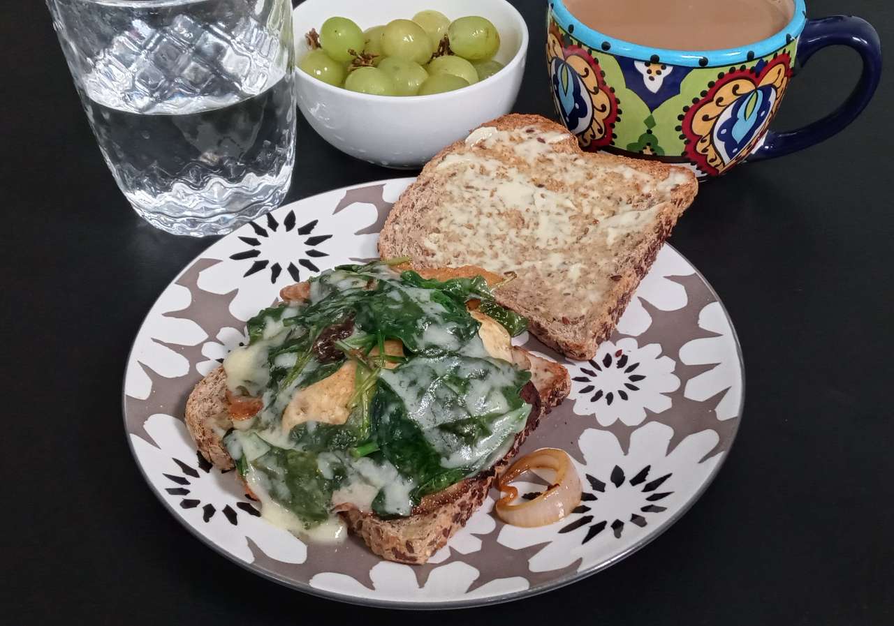 Brunch was coffee, pan toasted Ezekiel Flax bread (love, love,love
