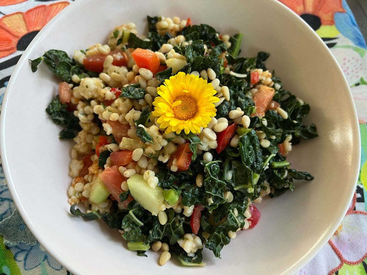 Chef Z not skipping a beat! This is a couscous kale salad with lime and