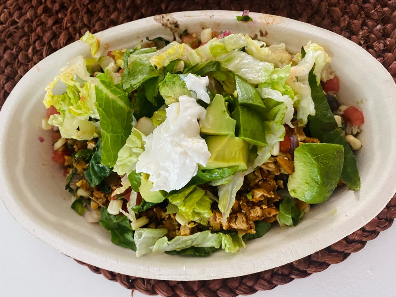 Meal 2. Chipotle sofritas bowl. My boss actually sent this to my