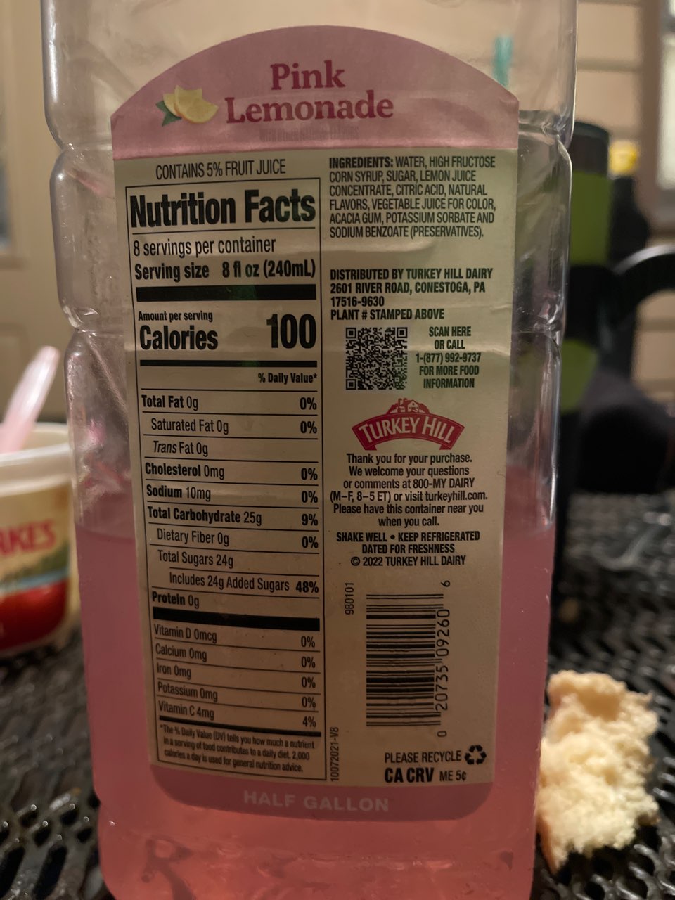 Turkey Hill Pink Lemonade Calories, Nutrition Analysis & More Fooducate