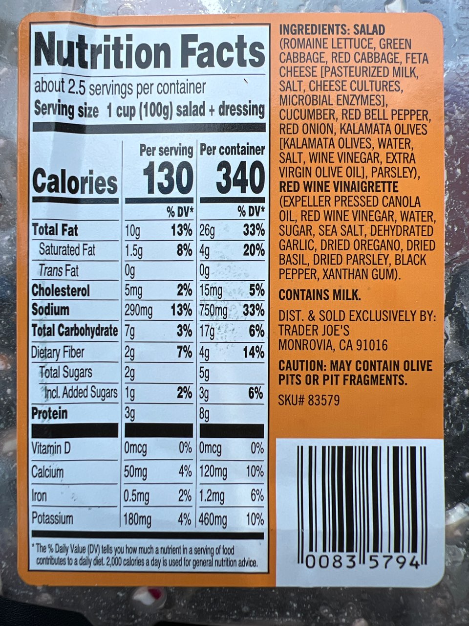 Trader Joe s Classic Greek Salad Calories Nutrition Analysis More Trader Joe s Classic Greek Salad Calories Nutrition Analysis More