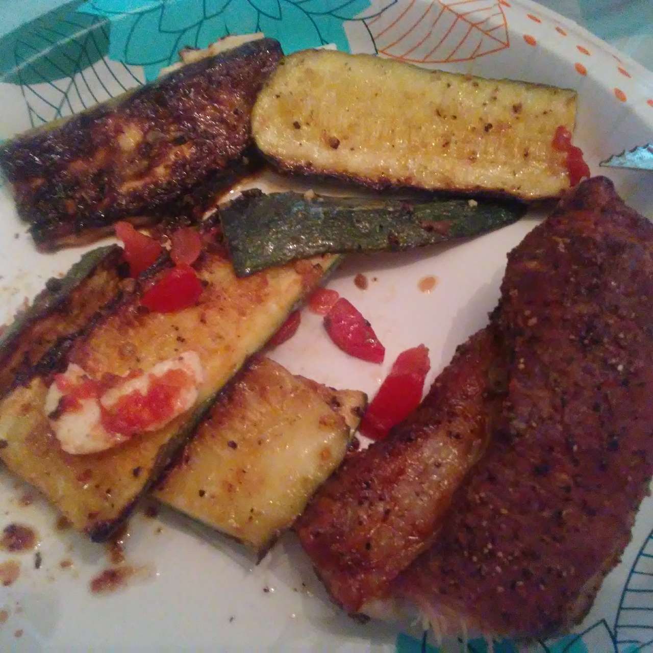 Lunch today... riblet (grilled in Emeril air fry oven), and panfried