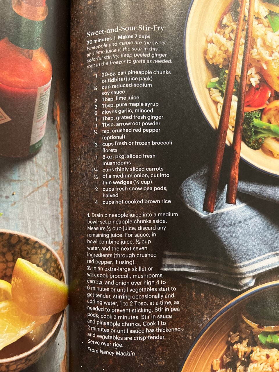 Sweet and Sour Stir Fry by Chef Z. Recipe is from Forks Over Knives but