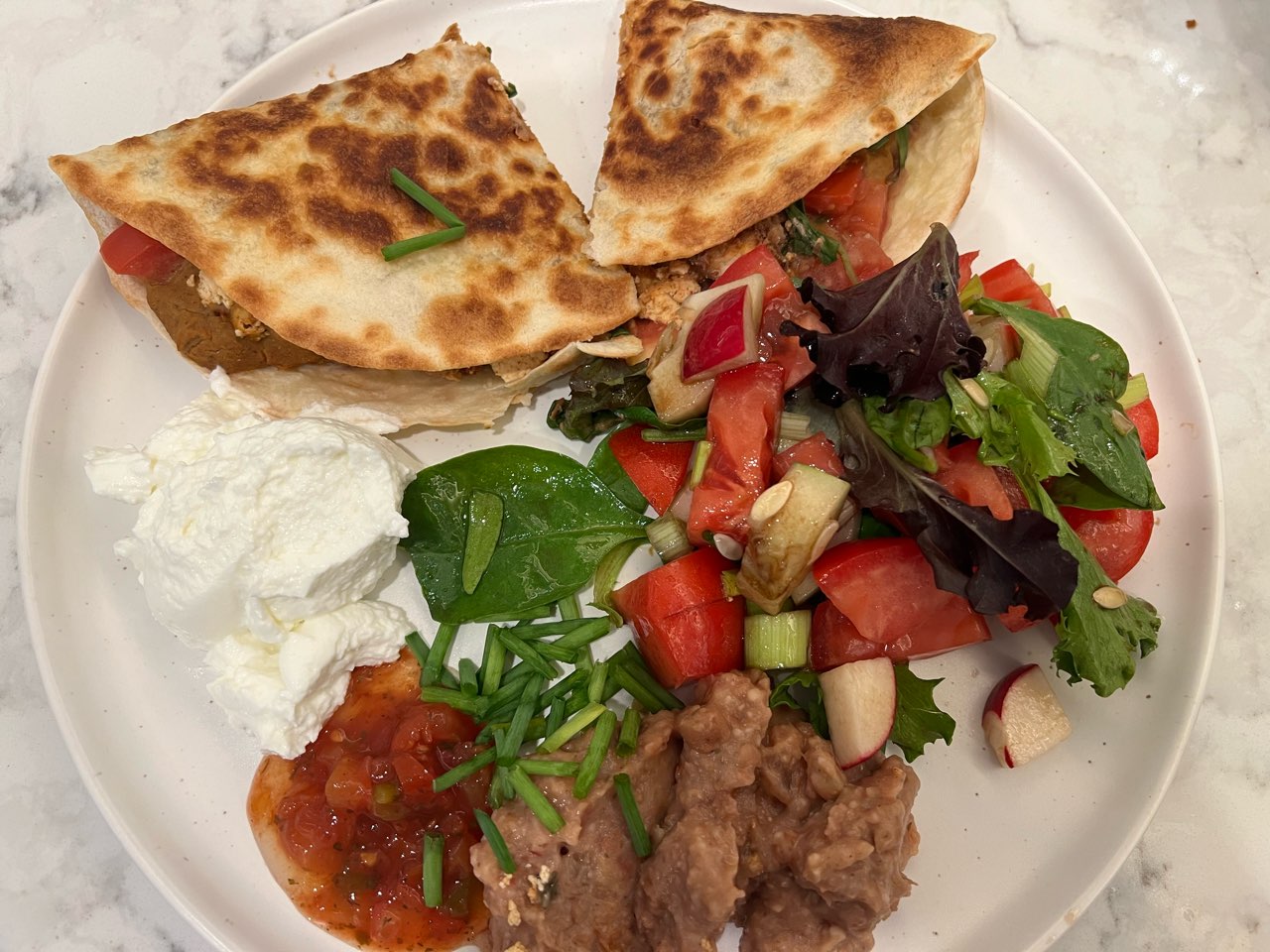 Vegan chalupas with nonvegan yoghurt. They were delicious!! Forks Over