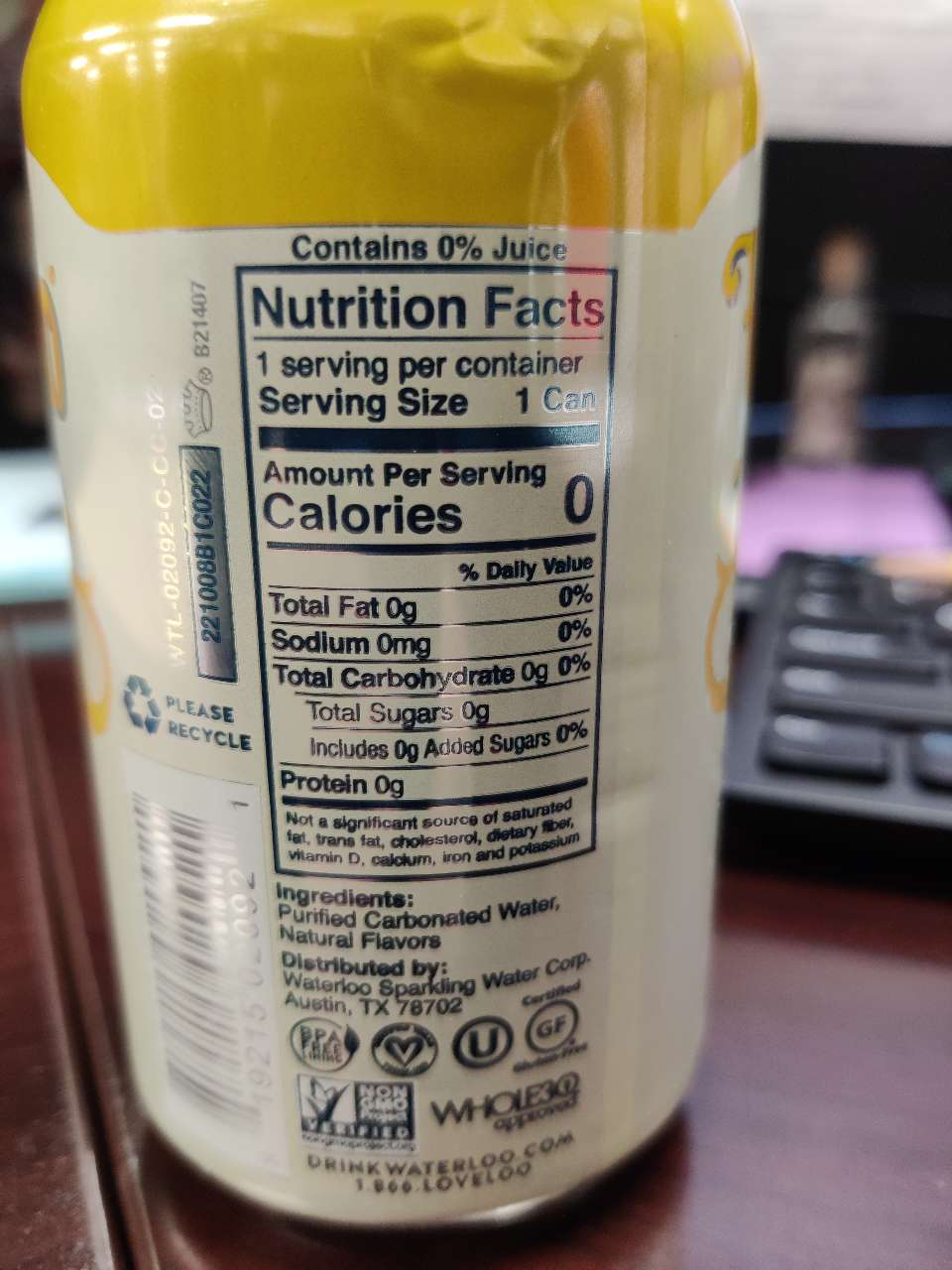 Waterloo Sparkling Water, Pineapple Calories, Nutrition Analysis