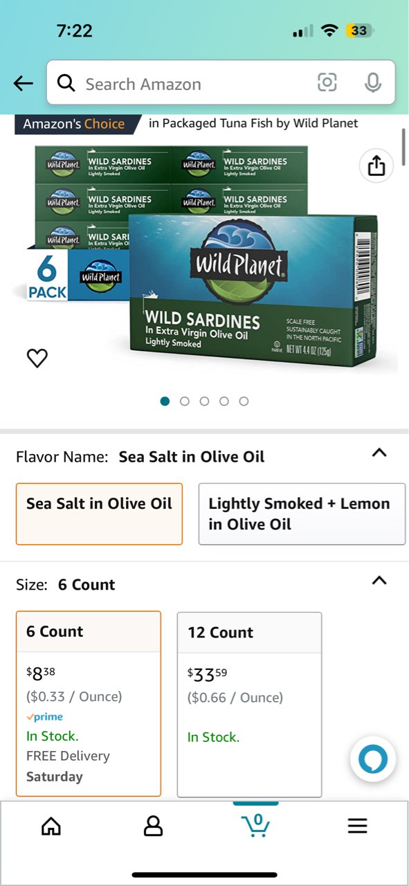 Good price on these wild sardines on amazon! I got 12 for less
