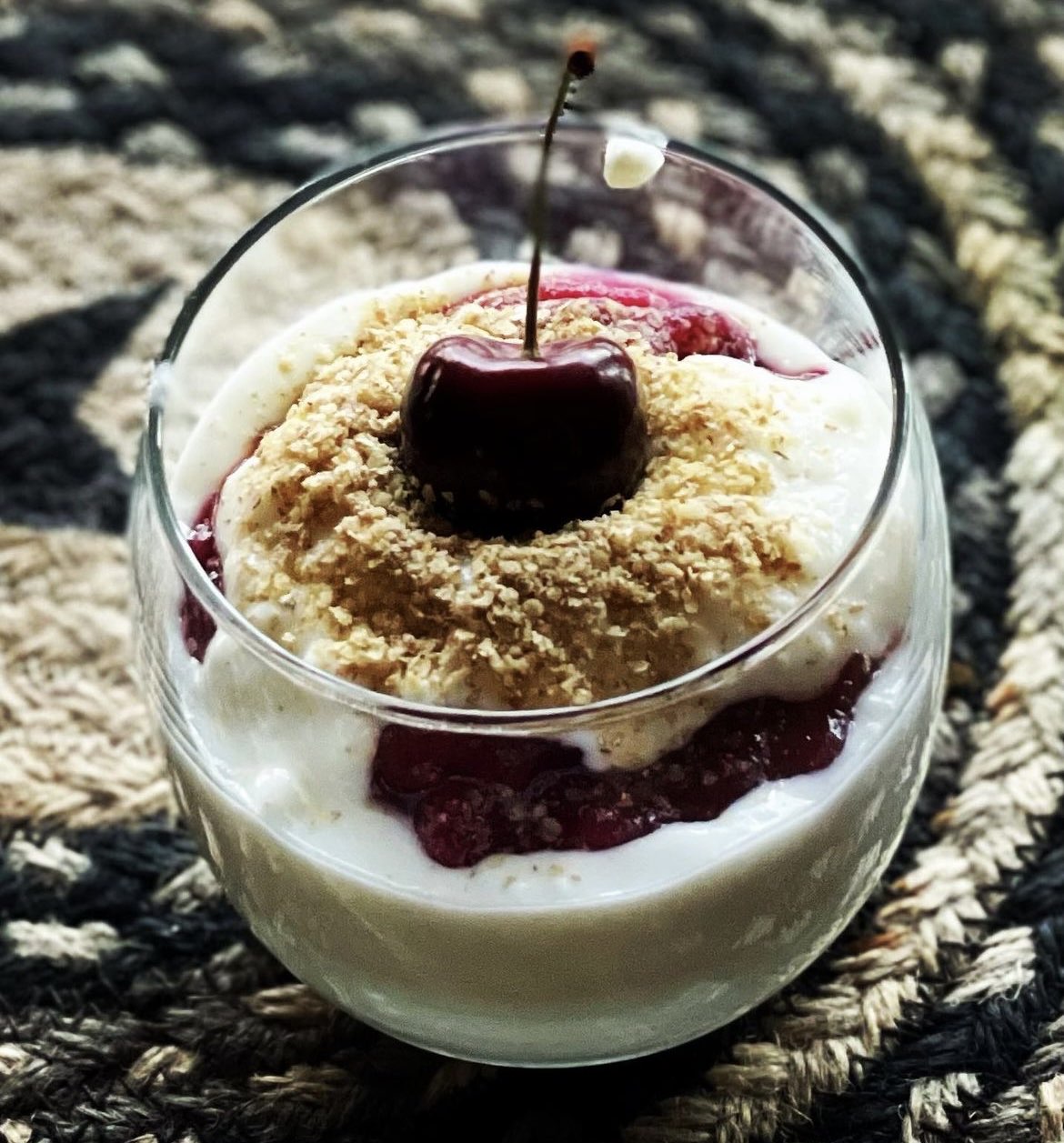 This morning’s breakfast. Cottage cheese layered with sugar free cherry