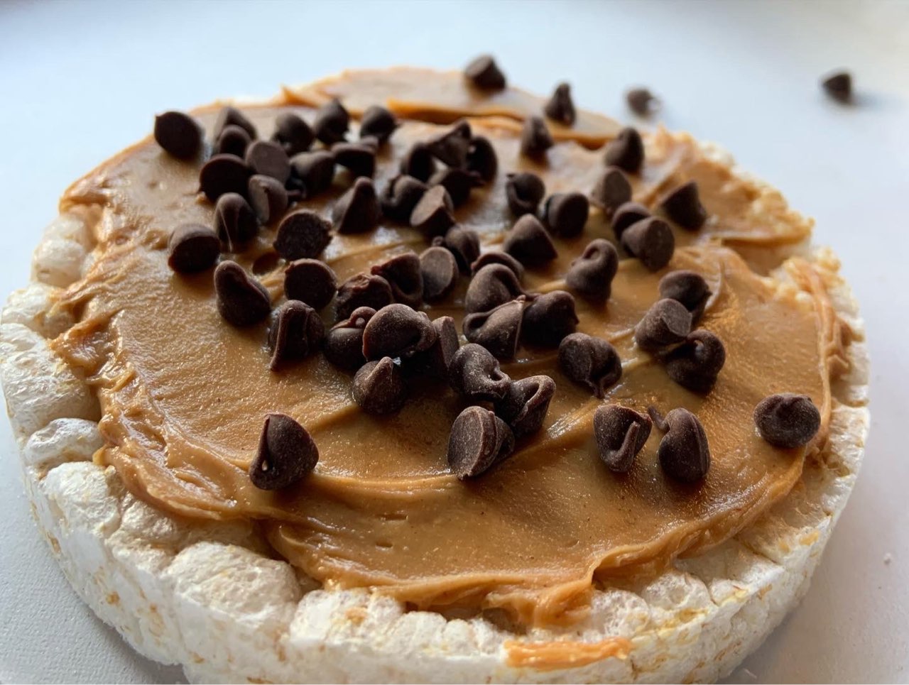 A favorite snack. LS Rice Cake, 2TB peanut butter , 1/2TBSPN mini