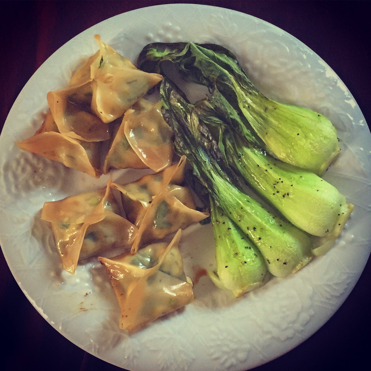 tofu dumplings and roasted baby Bok choy Directions, calories