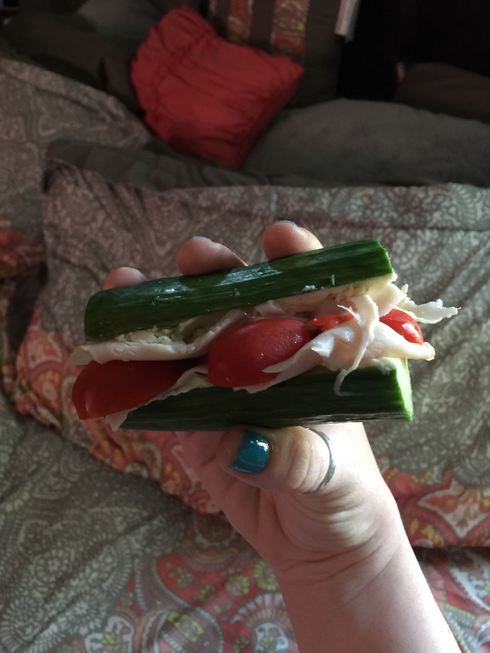 Katrina's low calorie/low fat cucumber sandwich Directions, calories