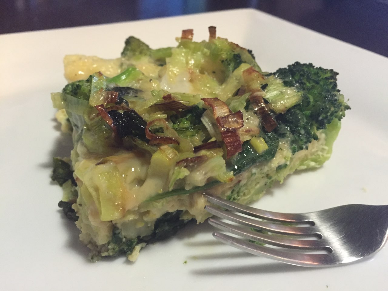 Bacon, Spinach, Leek and Broccoli Frittata Directions, calories