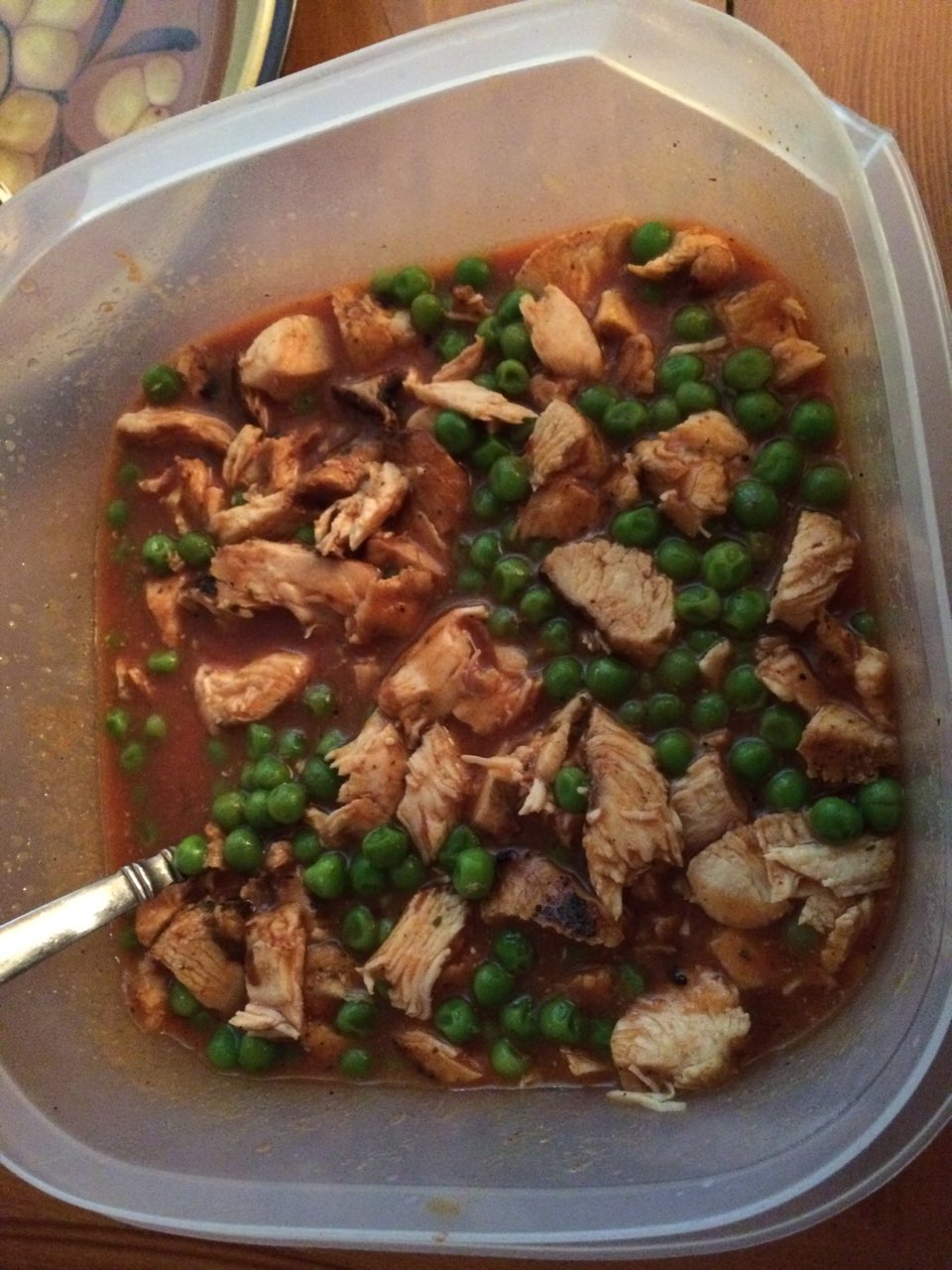 chicken/tomato soup/ peas (perfect macros) Directions, calories