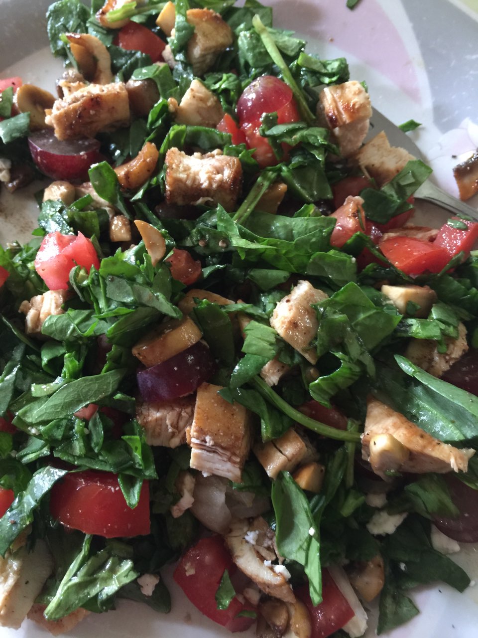 Spinach, Feta, Chicken & Grape salad Directions, calories, nutrition