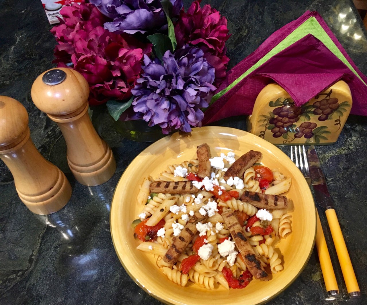 Rotini beyond meat chicken strips w sauce Directions, calories