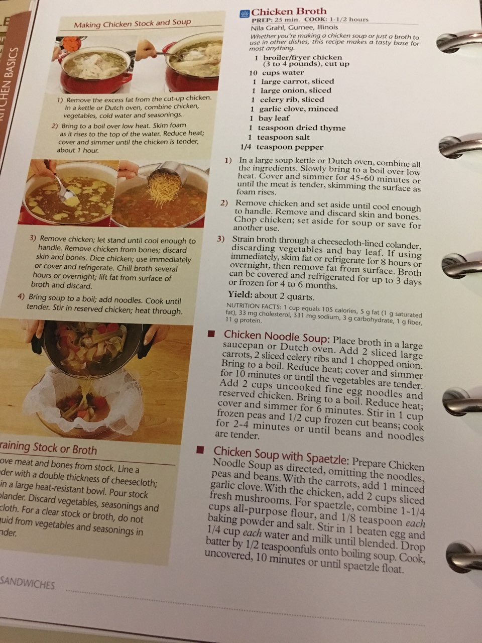 Taste of Home chicken soup Directions, calories, nutrition & more