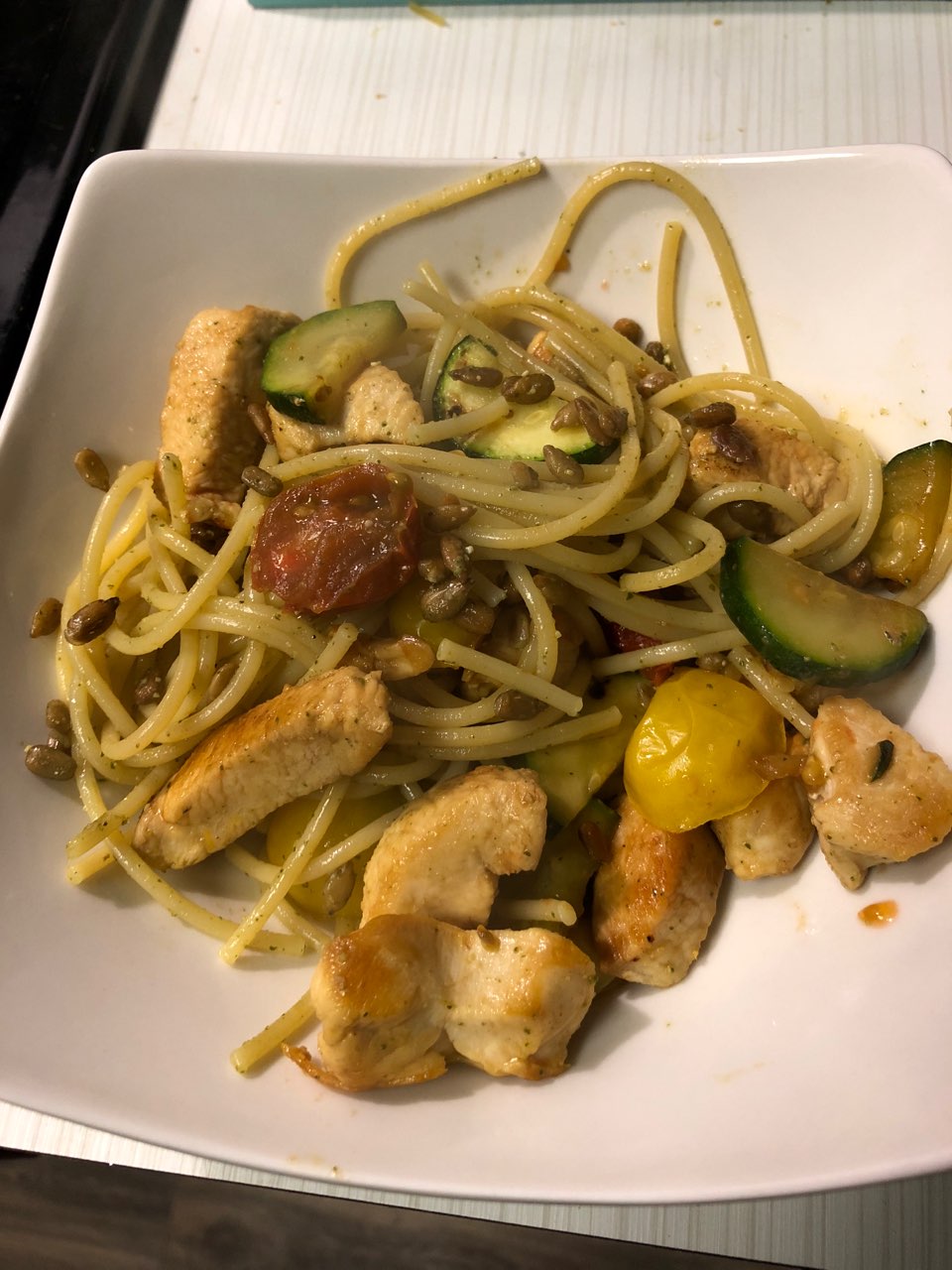 classic veggie pasta with chicken Directions, calories, nutrition