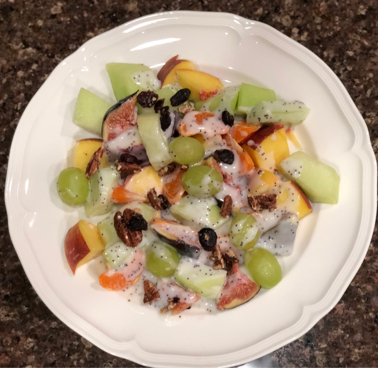 Mixed Fruit with poppy dressing Directions, calories, nutrition & more