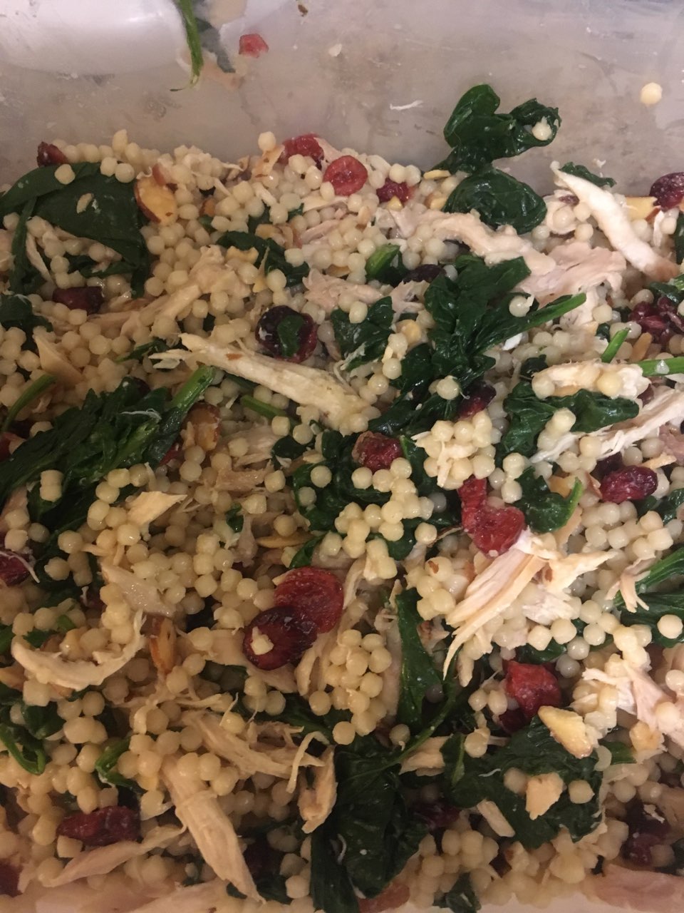 Israeli Cous Cous with Chicken Spinach and Cranberries Directions, calories, nutrition & more