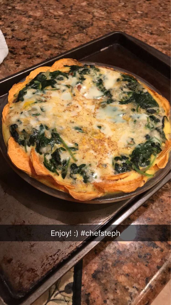 Sweet potato crust spinach quiche Directions, calories, nutrition