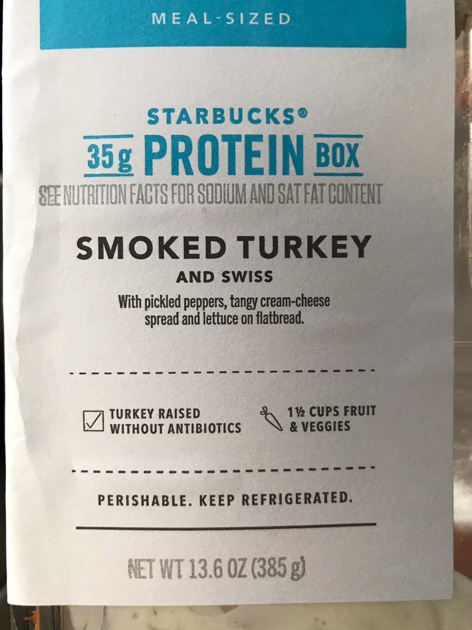 Starbucks Smoked Turkey and Swiss Protein box Directions, calories
