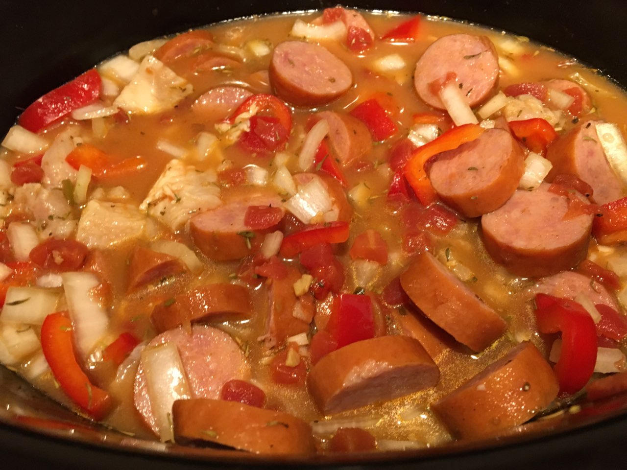 Chicken, Kielbasa, & Shrimp Jambalaya SLOWCOOKER Directions, calories