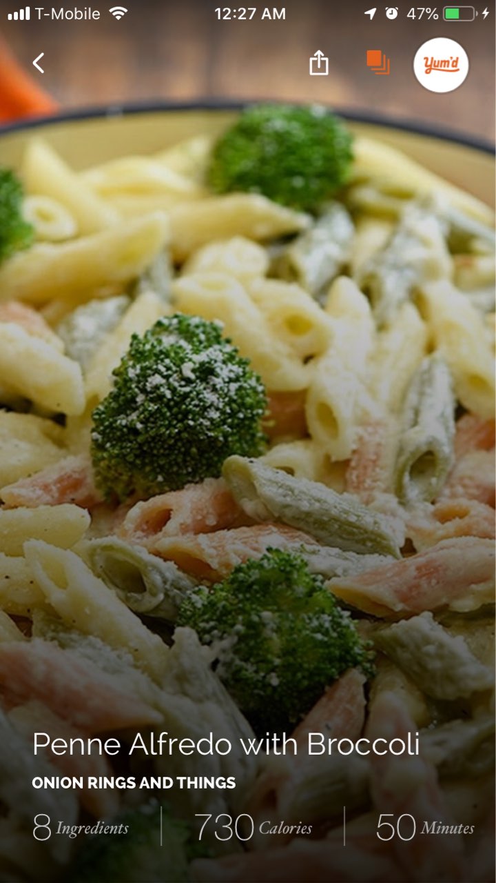 Penne Alfredo w/ Broccoli Directions, calories, nutrition & more