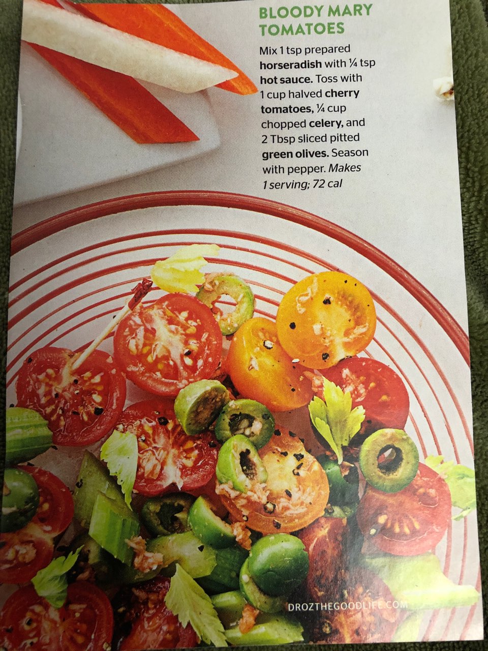 Bloody Mary tomatoes salad Directions, calories, nutrition & more