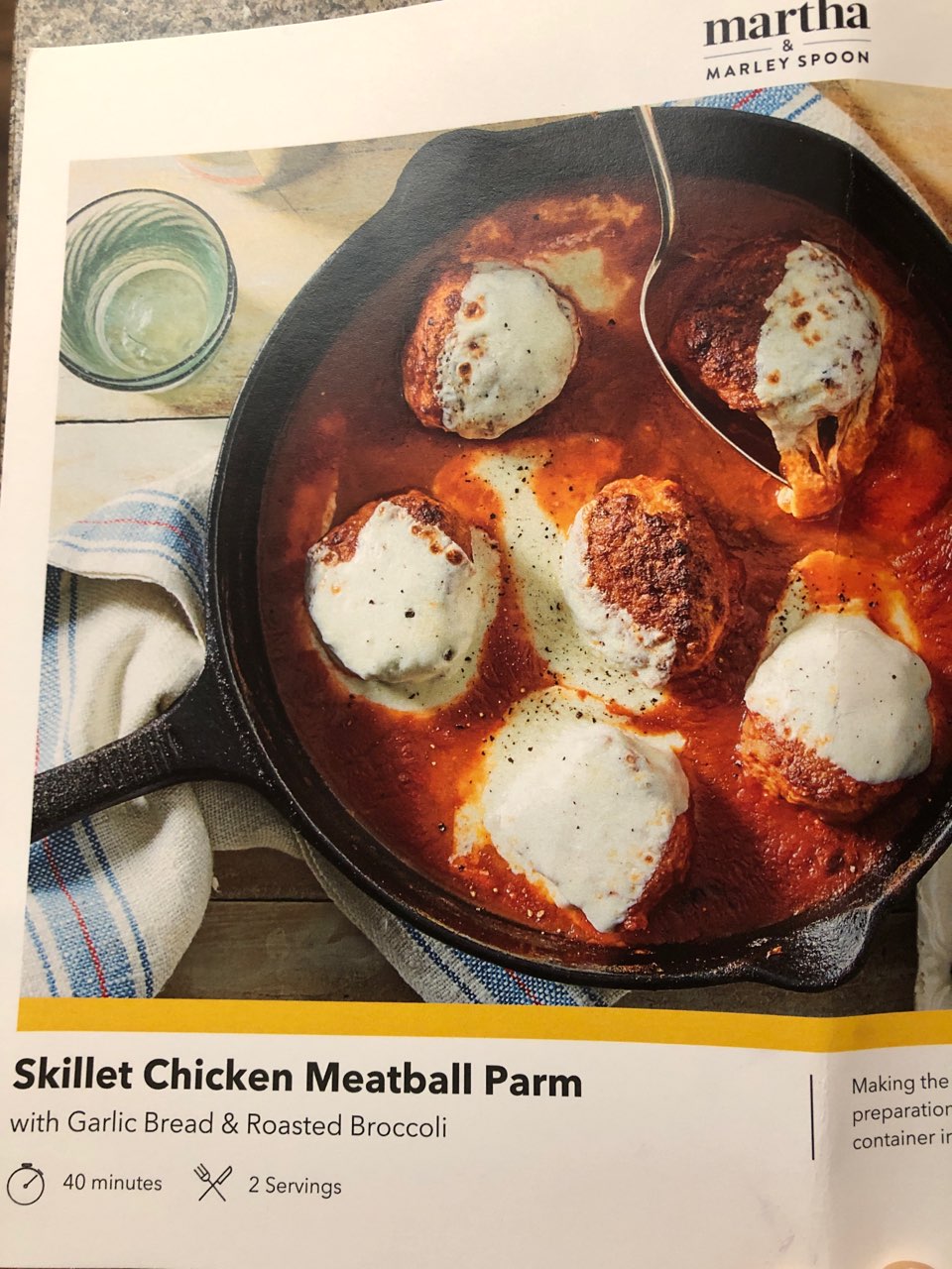 Marley Spoon Skillet Chicken Meatball Parmesan Directions, calories