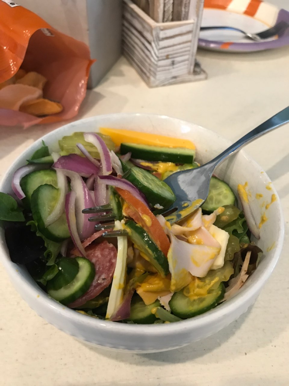 sandwich bowl turkey cheese salami Directions, calories, nutrition