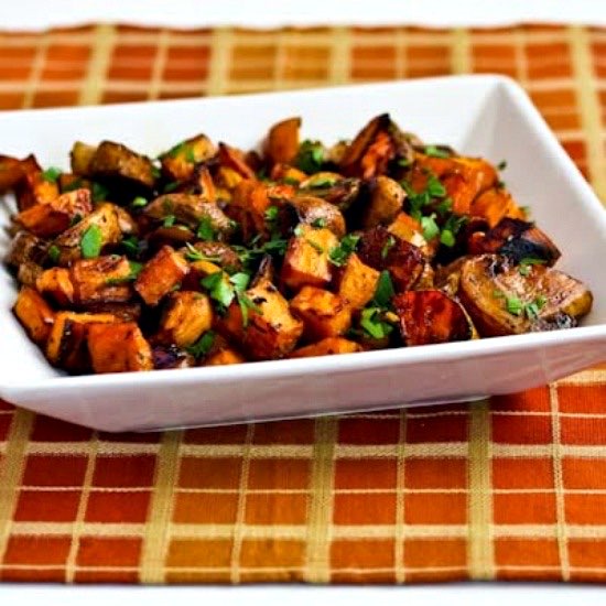 Sweet Potatoes and Mushrooms w/ Thyme Directions, calories, nutrition