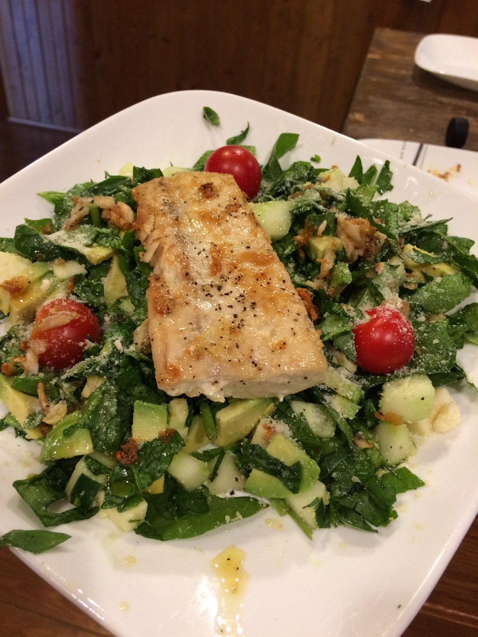 Seared Mahi on a bed of Spinach Salad Directions, calories, nutrition