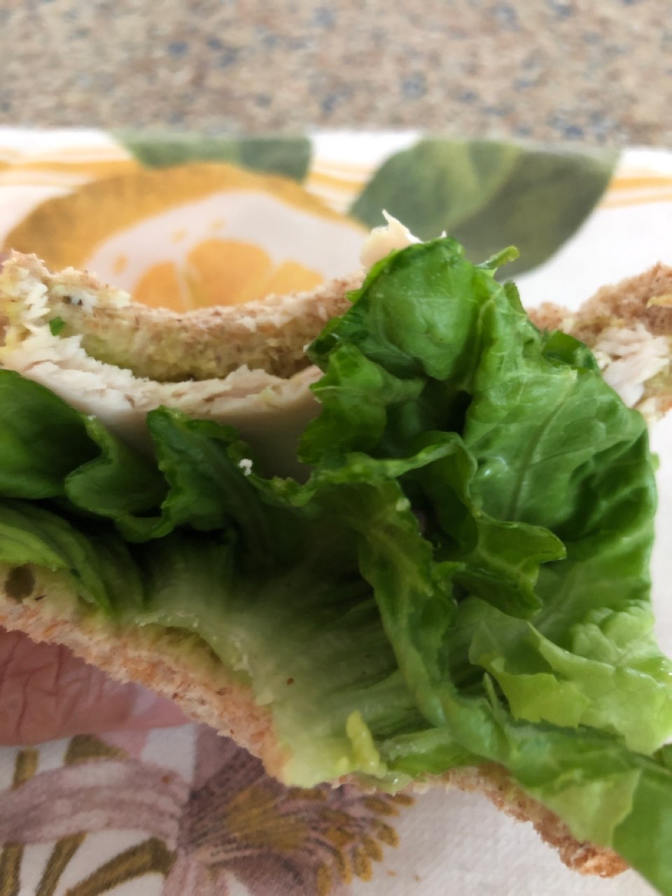 Turkey guacamole lettuce sandwich in whole wheat Directions, calories