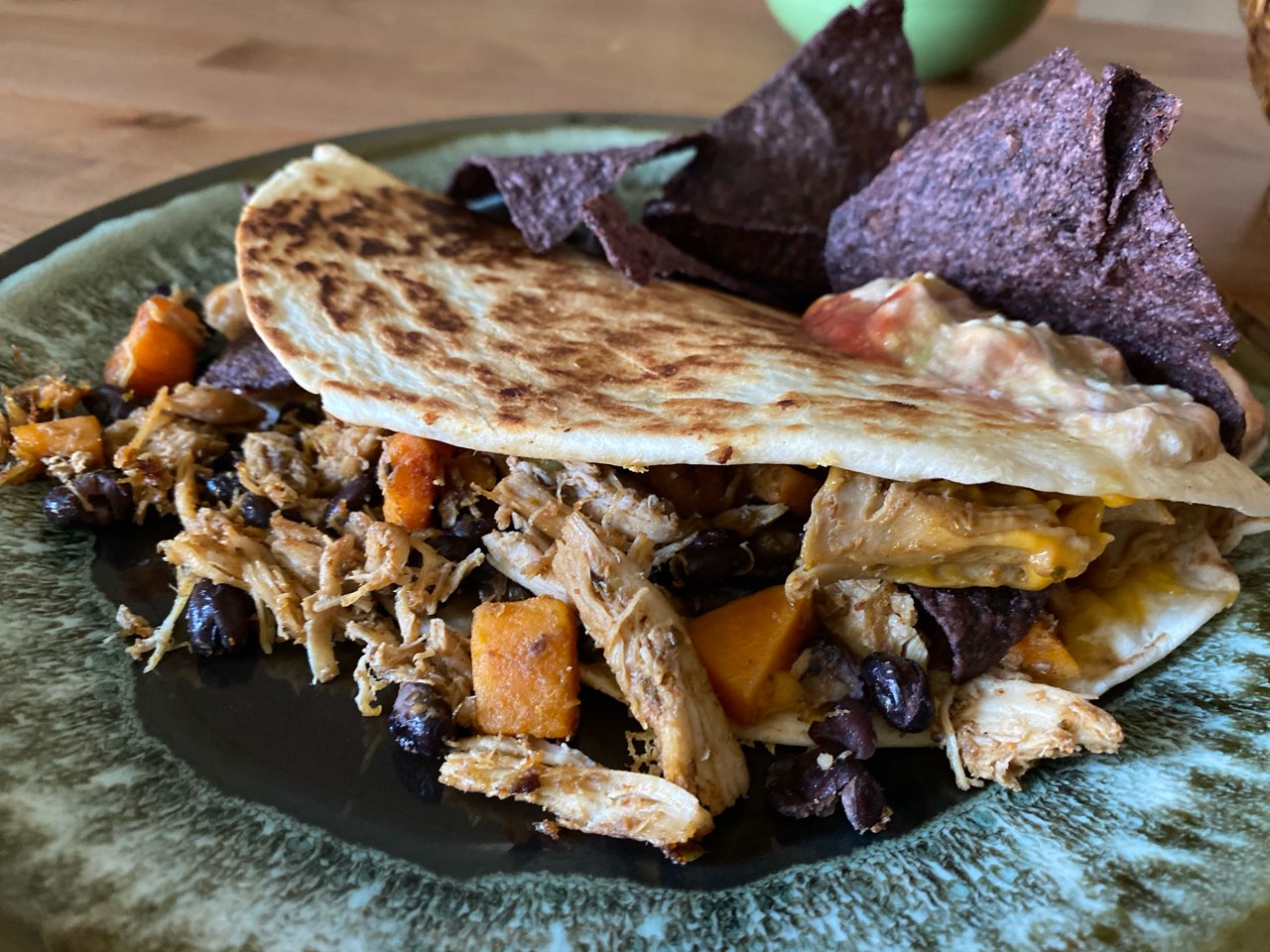 Get Shredded Chicken Quesadilla Directions, calories, nutrition & more